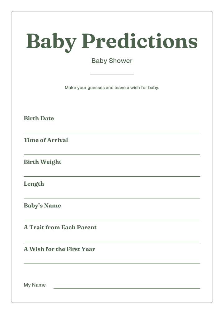 baby prediction cards sample PDF layout