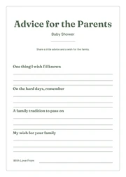 Personalized baby shower advice cards