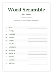 Personalized baby shower word scramble