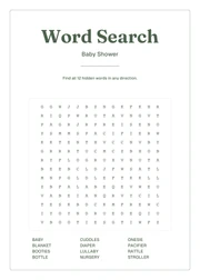 Personalized baby shower word search
