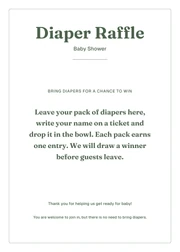 Personalized diaper raffle table sign with entry instructions