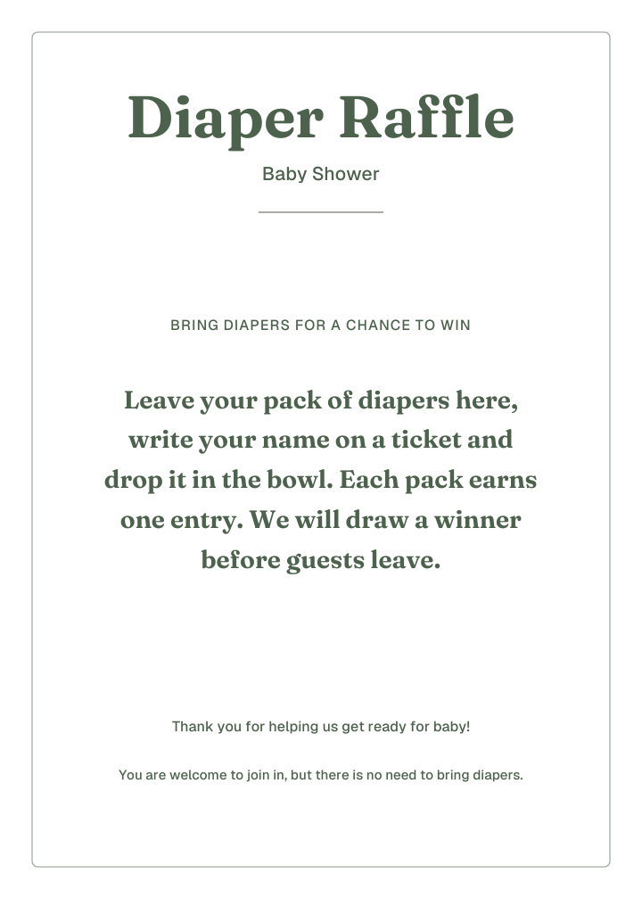 printable diaper raffle sign sample PDF layout