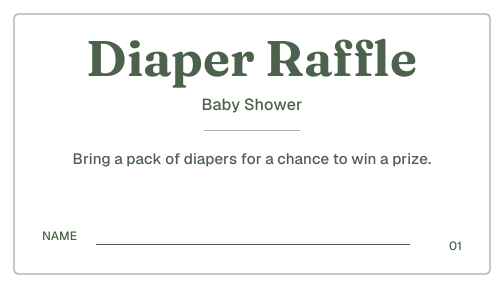 printable diaper raffle tickets sample PDF layout